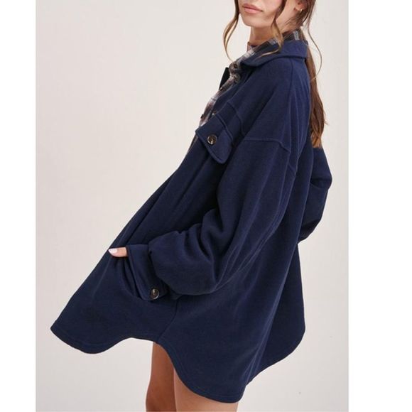 Insanely Soft NWTGS Navy Blue Fleece Shacket - Picture 3 of 8